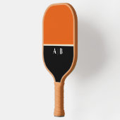orange und schwarz | Modern Monogram Custom Pickleball Schläger (Links)