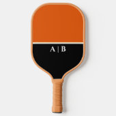 orange und schwarz | Modern Monogram Custom Pickleball Schläger (Rückseite)