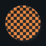 Orange und Schwarz Pappteller<br><div class="desc">Abstrakte digitale Kunst von orangen und schwarzen Quadraten in einer karierten Formation.</div>