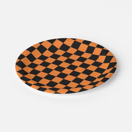 Orange und Schwarz Pappteller (Schrägansicht)