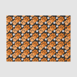 Orange- und Schwarz-Pawprints Seidenpapier