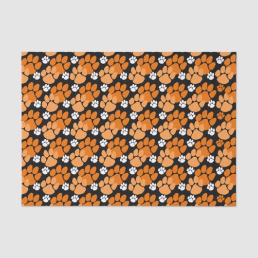Orange- und Schwarz-Pawprints Seidenpapier (Vorderseite)