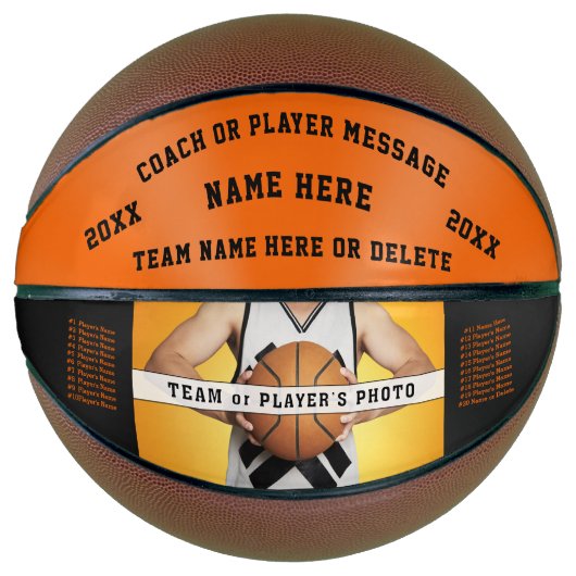 Orange und Schwarz, Personalisiert, Foto Basketbal Basketball (Vorderseite)