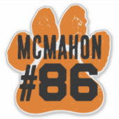 Orange- und Schwarz-Player-Zahlenpawprint Aufkleber (Vorderseite)