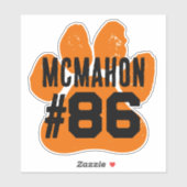 Orange- und Schwarz-Player-Zahlenpawprint Aufkleber (Blatt)