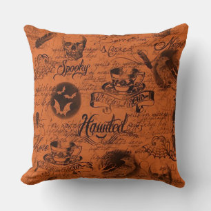 Orange und Schwarz, Spuk Halloween-Kissen Kissen
