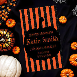 Orange und Schwarz Streifen Halloween Einladung