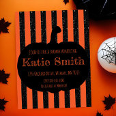 Orange und Schwarz Streifen Halloween Einladung