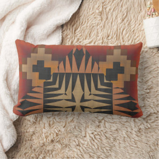 Orange und Schwarz Textured Geometric Lendenkissen