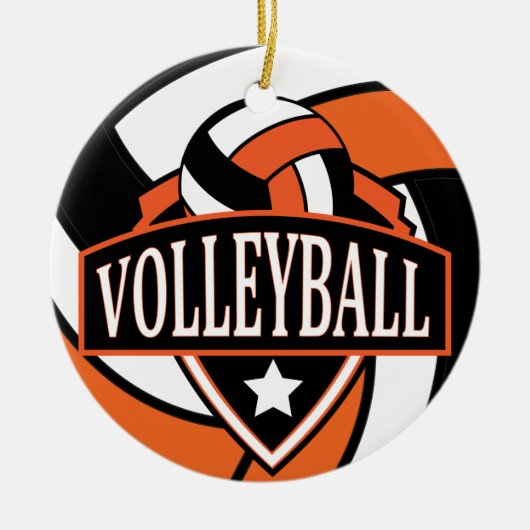 Orange und Schwarz-🏐-Volleyball-Logo Keramik Ornament (Vorne)