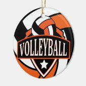Orange und Schwarz-🏐-Volleyball-Logo Keramik Ornament (Links)
