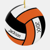 Orange und Schwarz-🏐-Volleyball-Logo Keramik Ornament (Hinten)