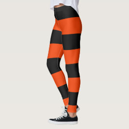 Orange- und Schwarz-Weiß-Streifen Leggings