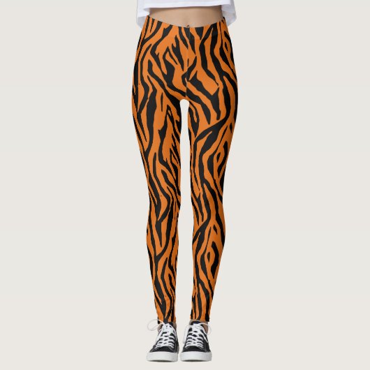 Orange und Schwarz-Zebra Leggings (Vorderseite)