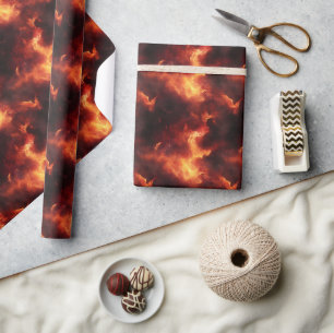 Orange und Schwarze Flammen Geschenkpapier
