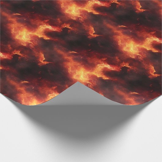Orange und Schwarze Flammen Geschenkpapier (Ecke)