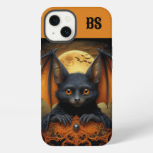orange und schwarze gruselige Halloween-Fledermaus