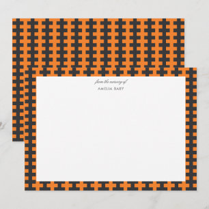 Orange und schwarze Halloween-Baby-Shower-Notizkar Mitteilungskarte