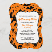 Orange und schwarze Halloween-Party-Einladung Einladung (Vorne/Hinten)