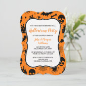 Orange und schwarze Halloween-Party-Einladung Einladung (Stehend Vorderseite)
