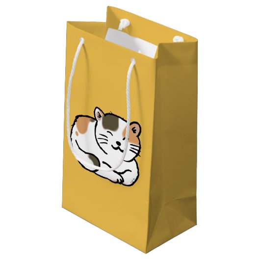 orange und schwarze Katze des niedlichen flaumigen Kleine Geschenktüte (Rückseite Schrägansicht)