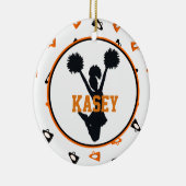 Orange und schwarze Megaphon-Cheerleader Keramik Ornament (Rechts)