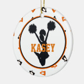 Orange und schwarze Megaphon-Cheerleader Keramik Ornament (Links)