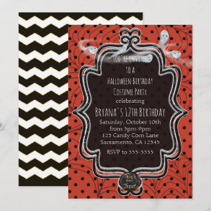 Orange und schwarze Punkte Whimsical Halloween Einladung