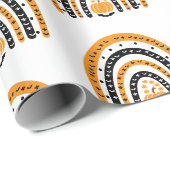 Orange und Schwarze Regenbogen Fledermäuse Weißes  Geschenkpapier (Rolleneckpunkt)