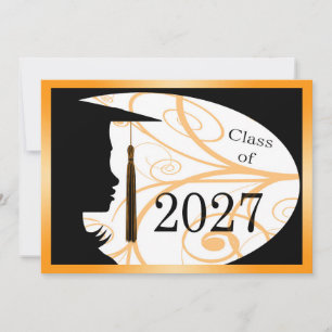 Orange und schwarze Silhouette 2027 Karte