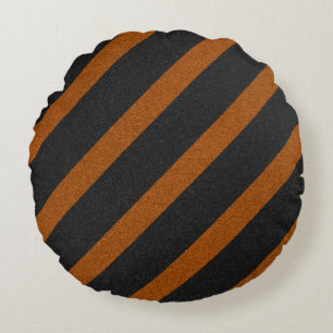 Orange und schwarze Streifen Glitter Rundes Kissen