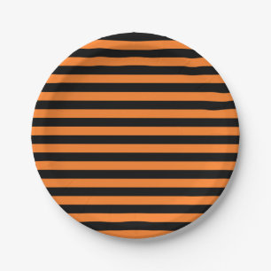 Orange und schwarze Streifen-PapierTeller Pappteller