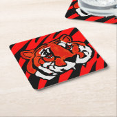 ORANGE- UND SCHWARZE STREIFEN RECHTECKIGER PAPPUNTERSETZER (angewinkelt)