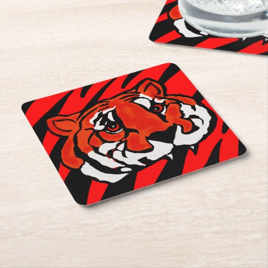 ORANGE- UND SCHWARZE STREIFEN RECHTECKIGER PAPPUNTERSETZER (angewinkelt)