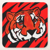 ORANGE- UND SCHWARZE STREIFEN RECHTECKIGER PAPPUNTERSETZER (Vorderseite)