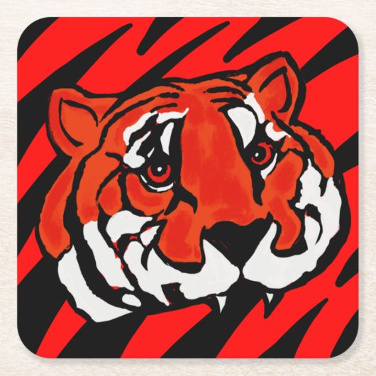 ORANGE- UND SCHWARZE STREIFEN RECHTECKIGER PAPPUNTERSETZER (Vorderseite)