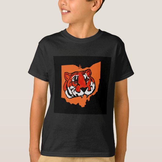 ORANGE- UND SCHWARZE STREIFEN T-Shirt (Vorderseite)