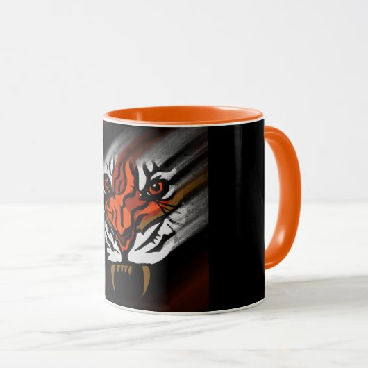 ORANGE- UND SCHWARZE STREIFEN TASSE (VorderseiteRechts)