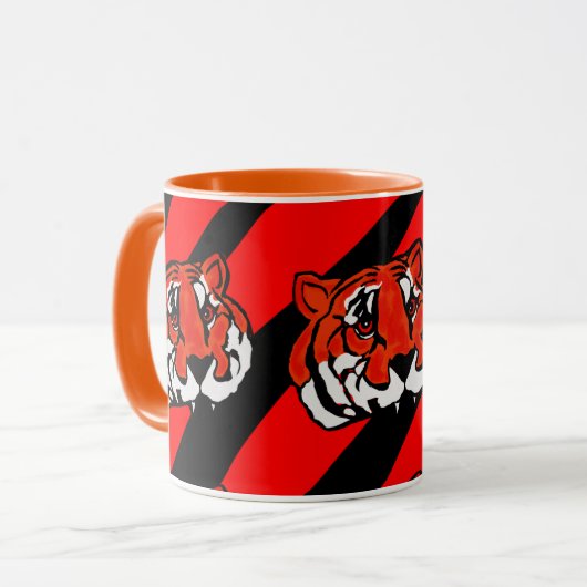 ORANGE- UND SCHWARZE STREIFEN TASSE (Vorderseite Links)