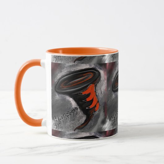 ORANGE- UND SCHWARZE STREIFEN TASSE (Links)