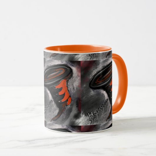 ORANGE- UND SCHWARZE STREIFEN TASSE (VorderseiteRechts)