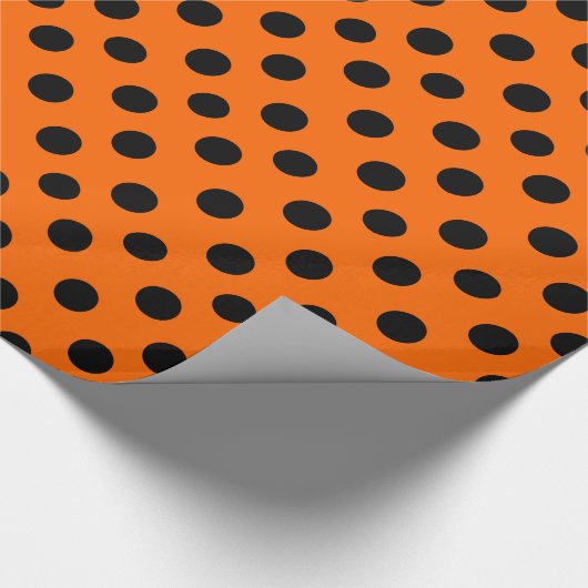 Orange und schwarze Tupfen Geschenkpapier (Ecke)