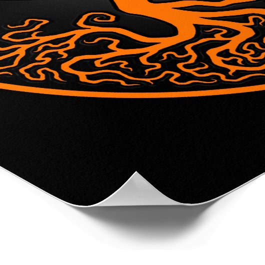 Orange und schwarzer Baum des Lebens Yin Yang Poster (Ecke)