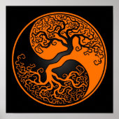 Orange und schwarzer Baum des Lebens Yin Yang Poster (Vorne)