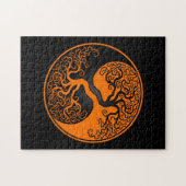 Orange und schwarzer Baum des Lebens Yin Yang Puzzle (Horizontal)