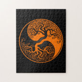 Orange und schwarzer Baum des Lebens Yin Yang Puzzle (Vertikal)