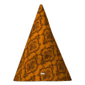 Orange und schwarzer Damastgrunge-Party-Hut Partyhütchen (Rechts)