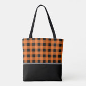 Orange und schwarzer Gingham | personalisiert Tasche (Rückseite)