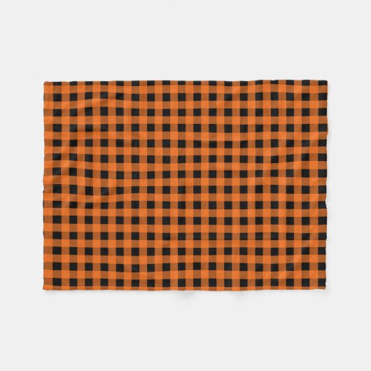 Orange und schwarzer Gingham überprüftes Muster Fleecedecke (Vorderseite (Horizontal))