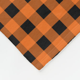 Orange und schwarzer Gingham überprüftes Muster Fleecedecke